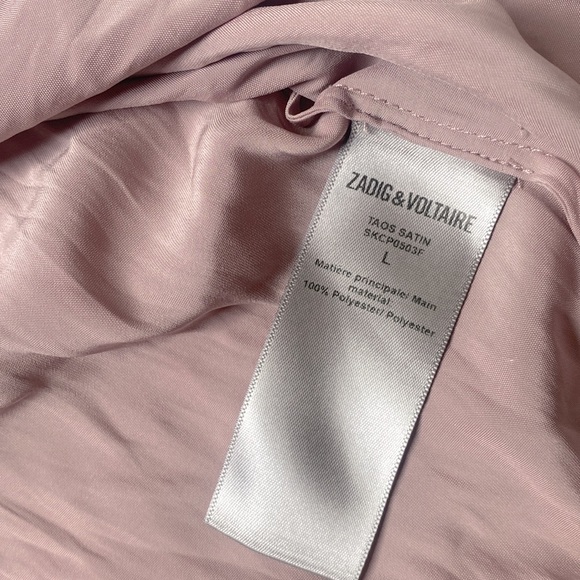 (A11) Zadig & Voltaire Taos Satin Tie Neck Blouse, Purple, Size Large, NWT - Picture 7 of 7